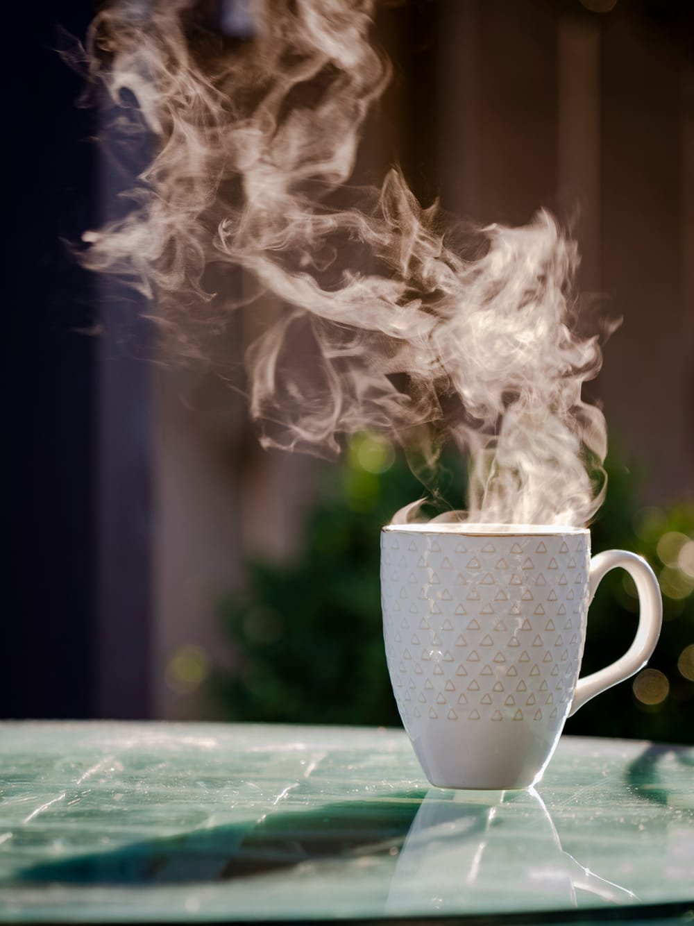 Morning coffee tea cup steam post image