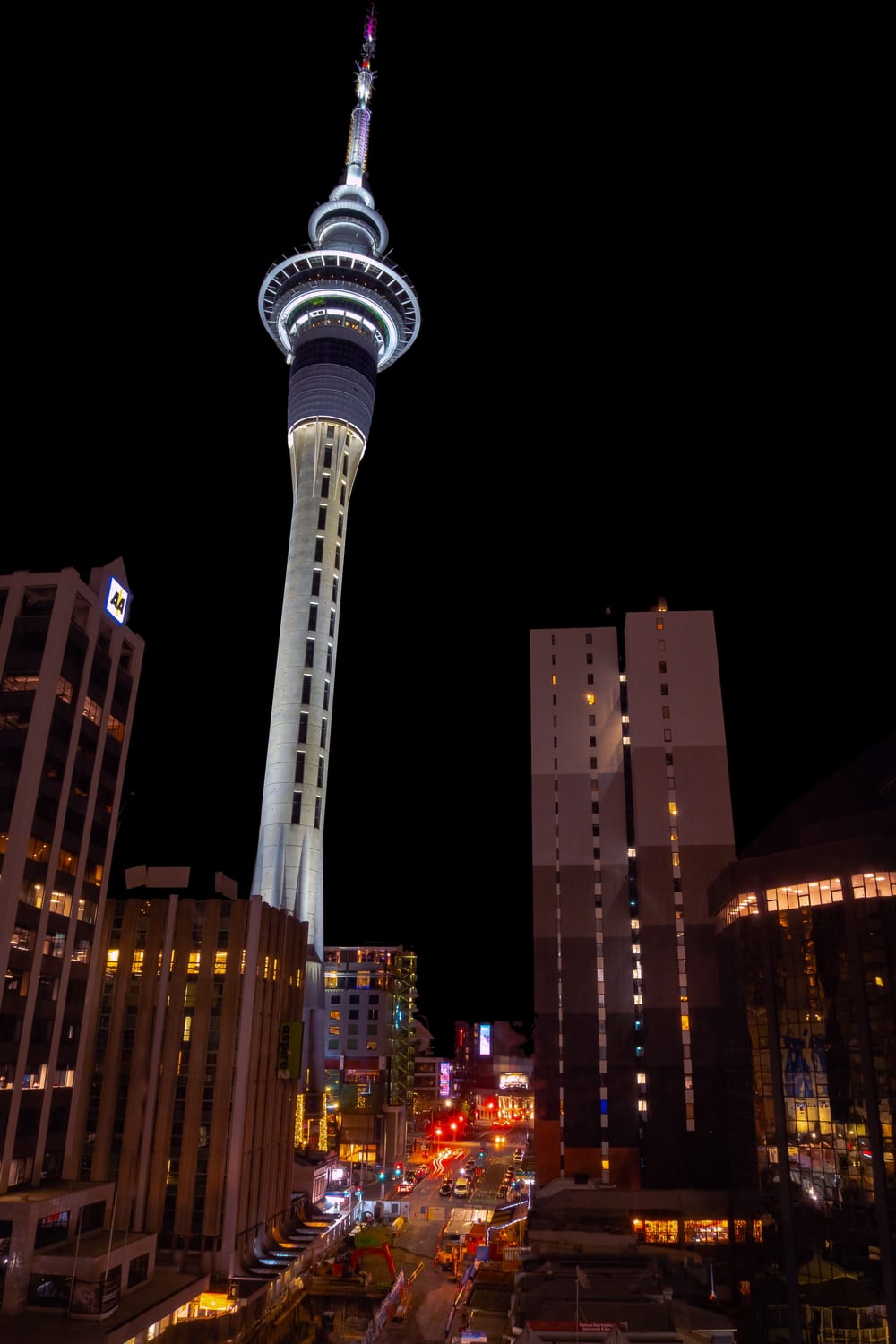 Sky City tower Auckland night post image