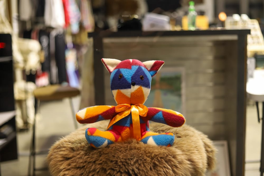 Colourful handmade toy cat post image
