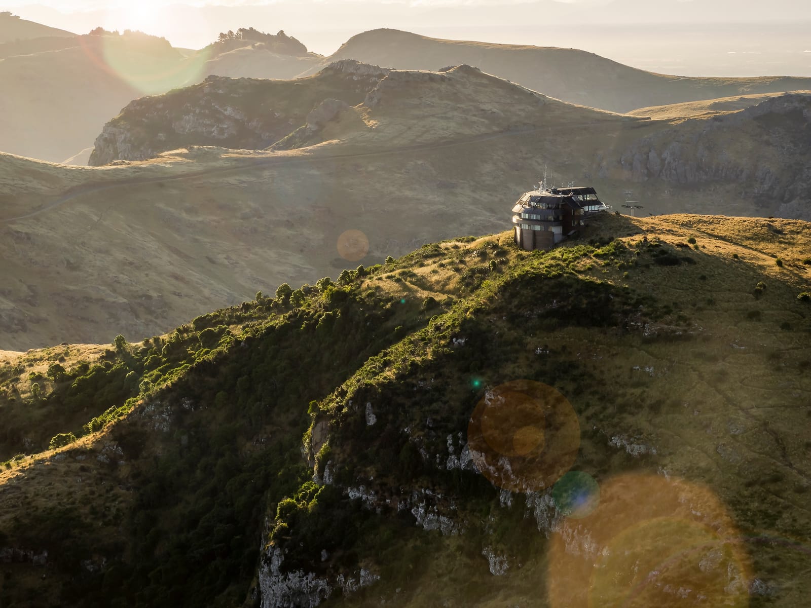 Gondola restaurant port hills landscape