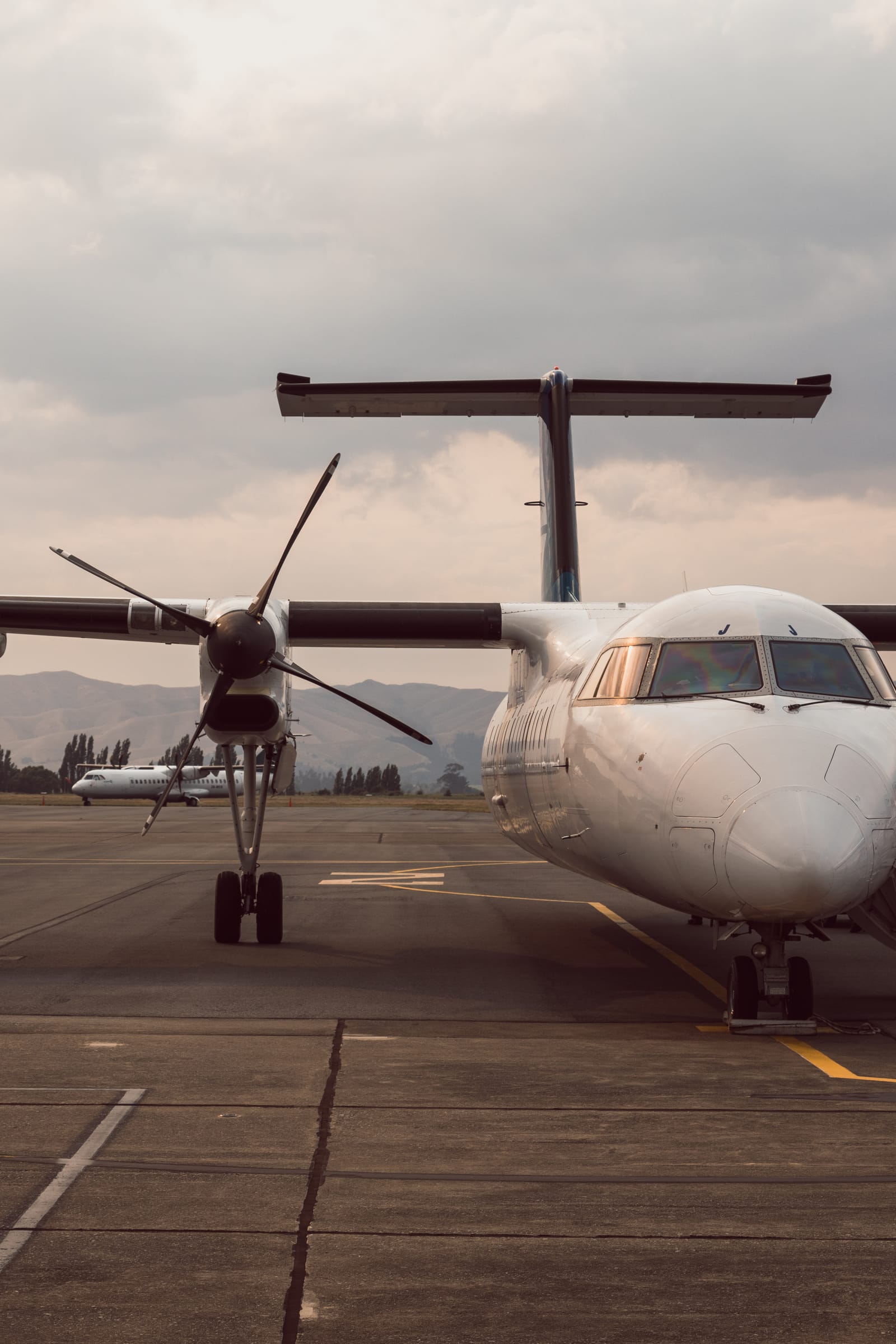 Aircraft parked on runway