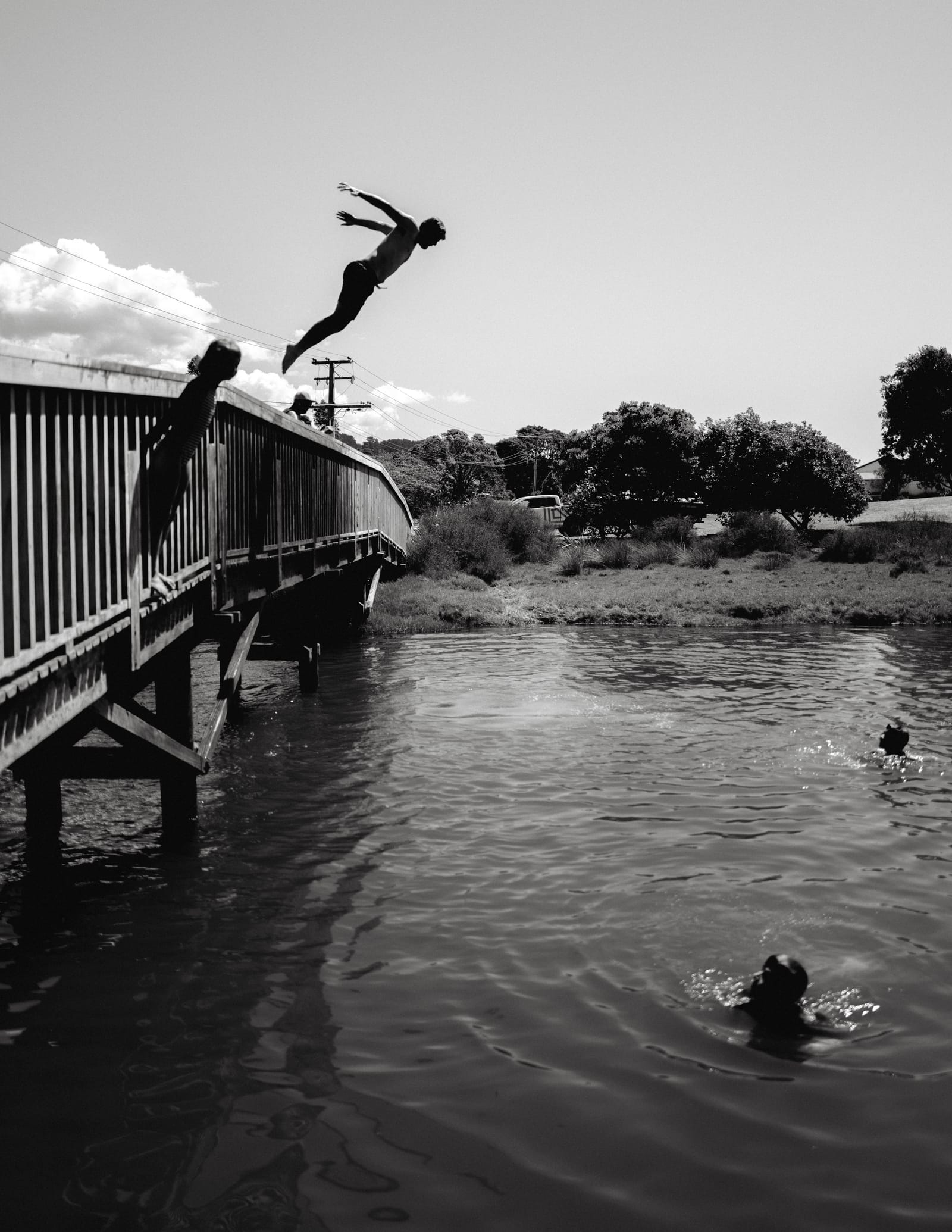 Jumping from bridge into water