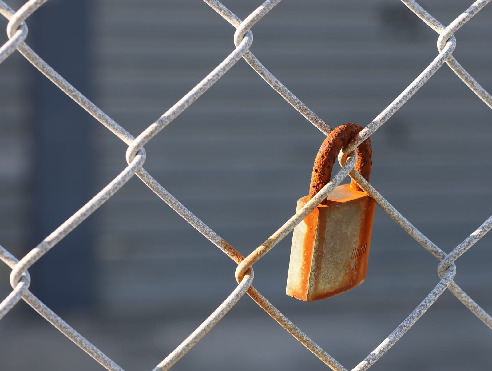 Rusted Lock on Fence