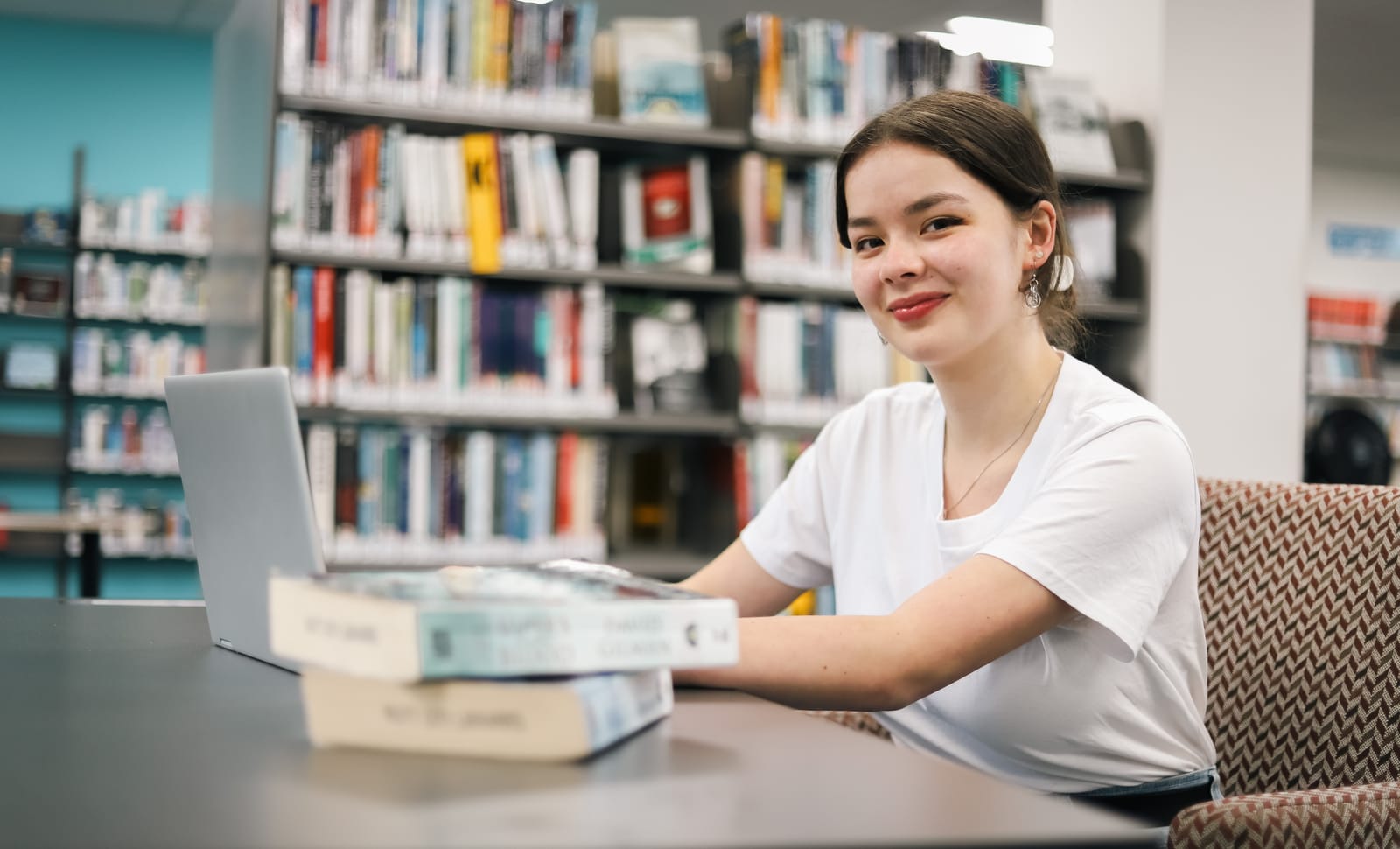 Studying in the library