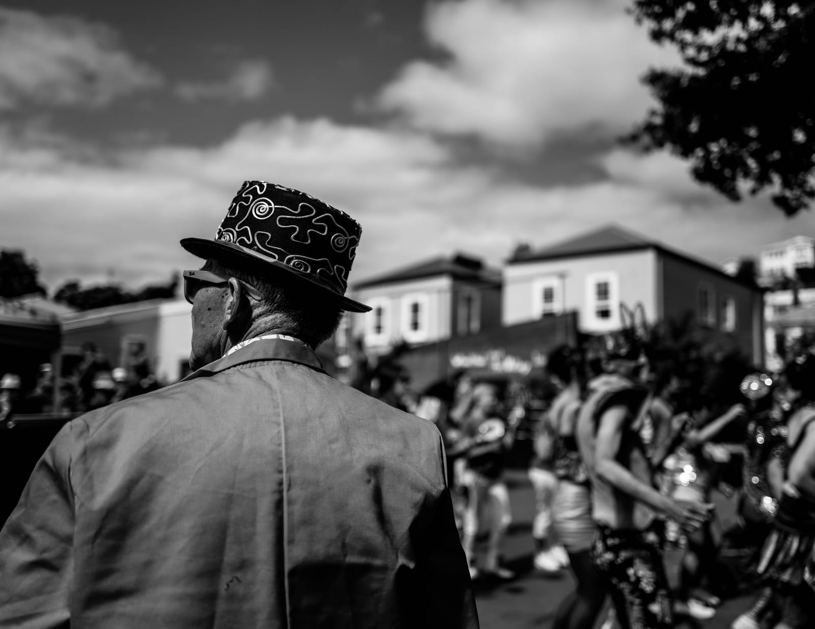 Man in a patterned hat