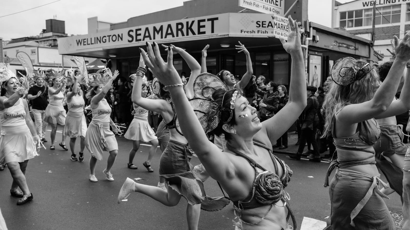 Street dancers outside Wellington Seamarket