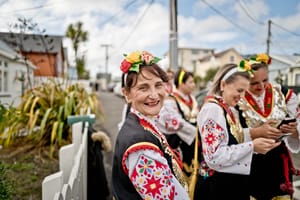 Portrait of a lady in an embroidered dress at Newtown festival 2021 post feature image